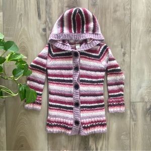 Old Navy Striped Button Down Cardigan w/Hood 5T Girls